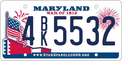 MD license plate 4BK5532