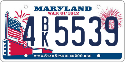 MD license plate 4BK5539