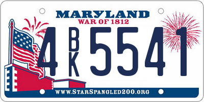MD license plate 4BK5541