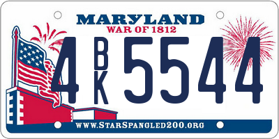 MD license plate 4BK5544