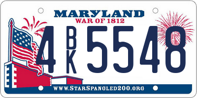 MD license plate 4BK5548
