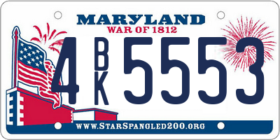 MD license plate 4BK5553