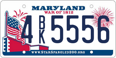 MD license plate 4BK5556