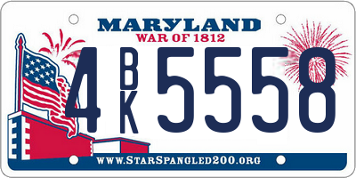 MD license plate 4BK5558
