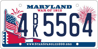 MD license plate 4BK5564