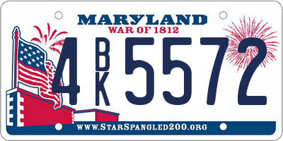 MD license plate 4BK5572