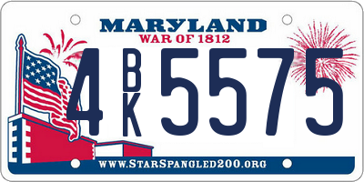 MD license plate 4BK5575