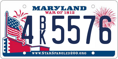 MD license plate 4BK5576