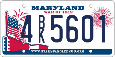 MD license plate 4BK5601