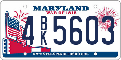 MD license plate 4BK5603