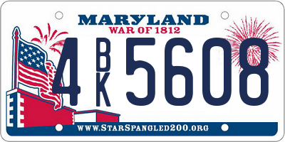 MD license plate 4BK5608