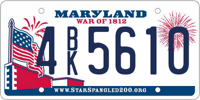 MD license plate 4BK5610