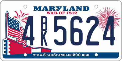 MD license plate 4BK5624