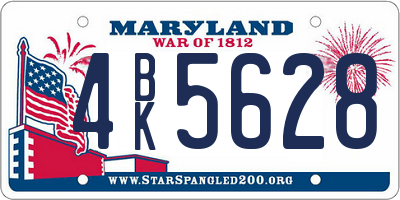 MD license plate 4BK5628