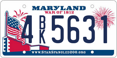 MD license plate 4BK5631