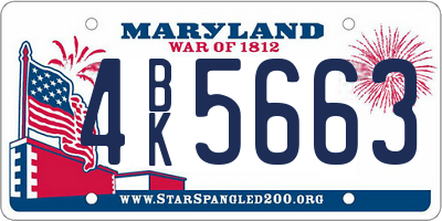 MD license plate 4BK5663