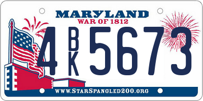 MD license plate 4BK5673