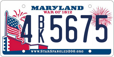 MD license plate 4BK5675