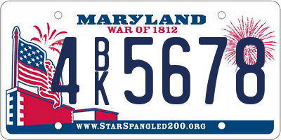 MD license plate 4BK5678