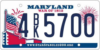 MD license plate 4BK5700