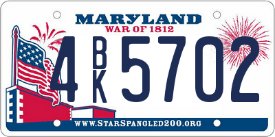 MD license plate 4BK5702