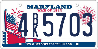 MD license plate 4BK5703