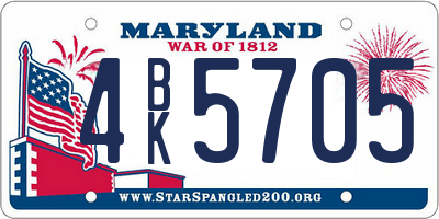 MD license plate 4BK5705