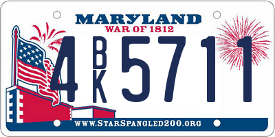 MD license plate 4BK5711