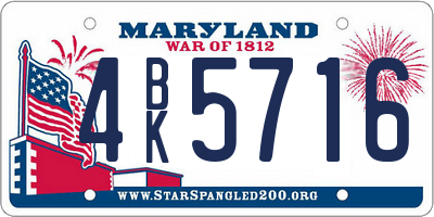 MD license plate 4BK5716
