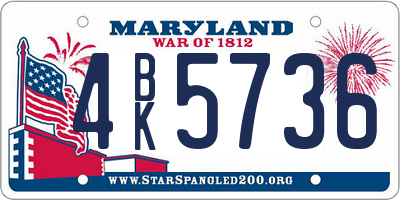 MD license plate 4BK5736