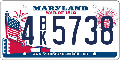 MD license plate 4BK5738