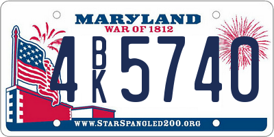 MD license plate 4BK5740
