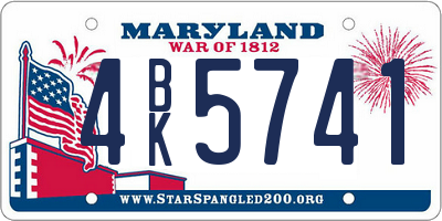 MD license plate 4BK5741