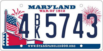 MD license plate 4BK5743