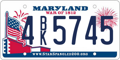 MD license plate 4BK5745