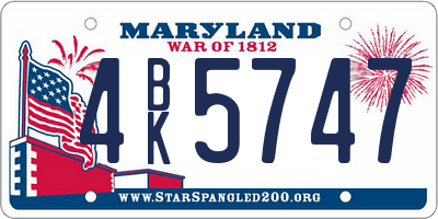 MD license plate 4BK5747