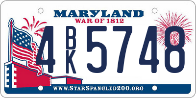 MD license plate 4BK5748
