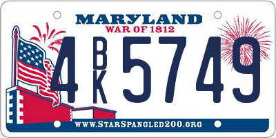 MD license plate 4BK5749