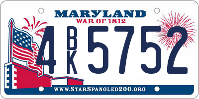 MD license plate 4BK5752