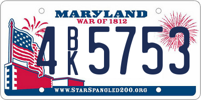 MD license plate 4BK5753