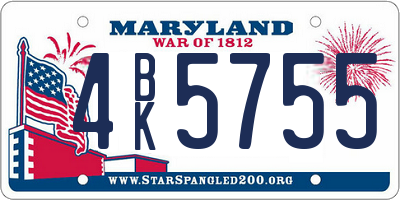 MD license plate 4BK5755
