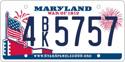 MD license plate 4BK5757
