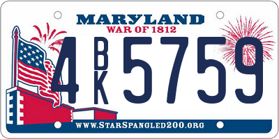 MD license plate 4BK5759