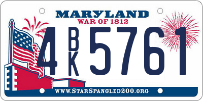 MD license plate 4BK5761