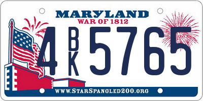 MD license plate 4BK5765