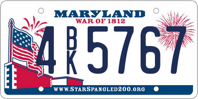 MD license plate 4BK5767
