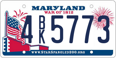 MD license plate 4BK5773