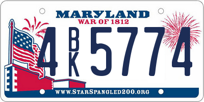 MD license plate 4BK5774