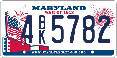 MD license plate 4BK5782