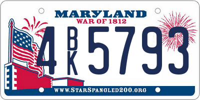 MD license plate 4BK5793